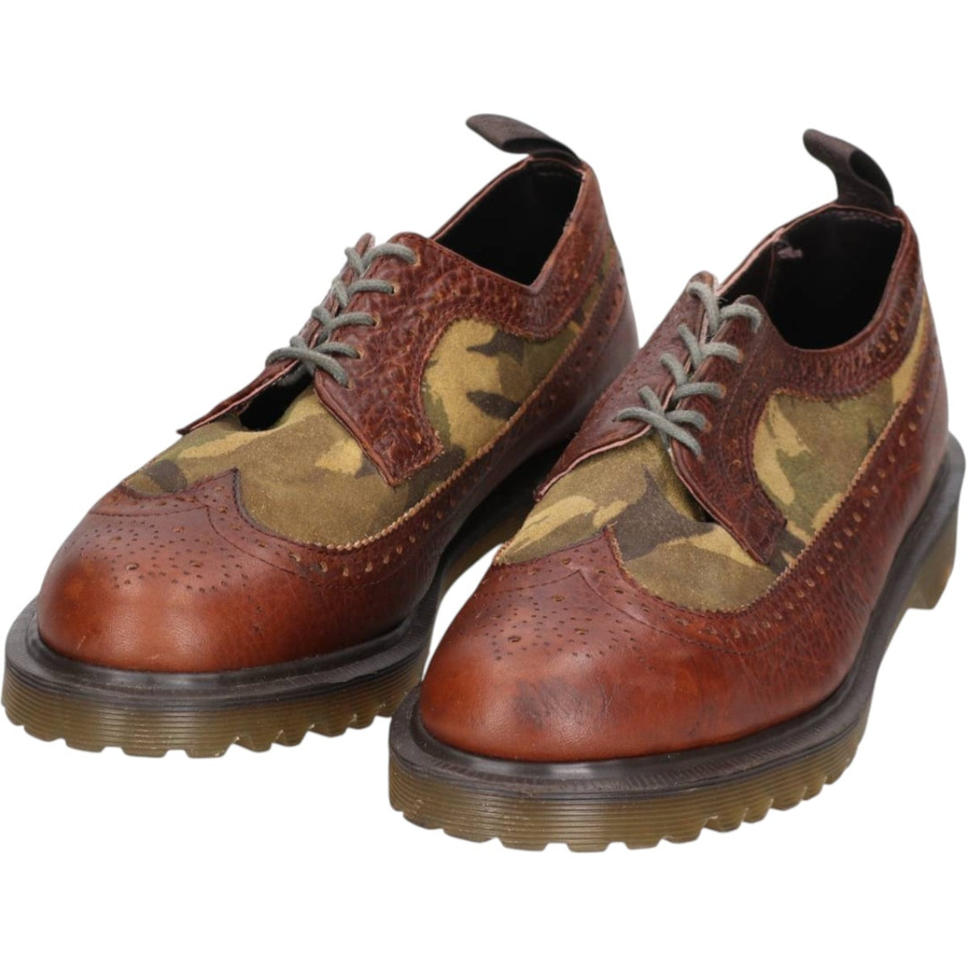 Dr. Martens Camouflage Pattern Full Brogue Wingtip Shoes, Size 8 Men's 27.0cm genuine leather brown type Vintage Second Hand