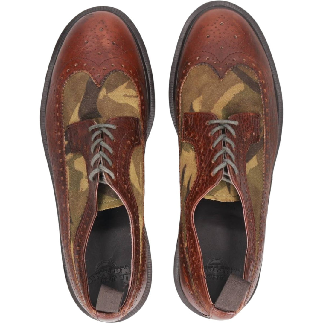 Dr. Martens Camouflage Pattern Full Brogue Wingtip Shoes, Size 8 Men's 27.0cm genuine leather brown type Vintage Second Hand