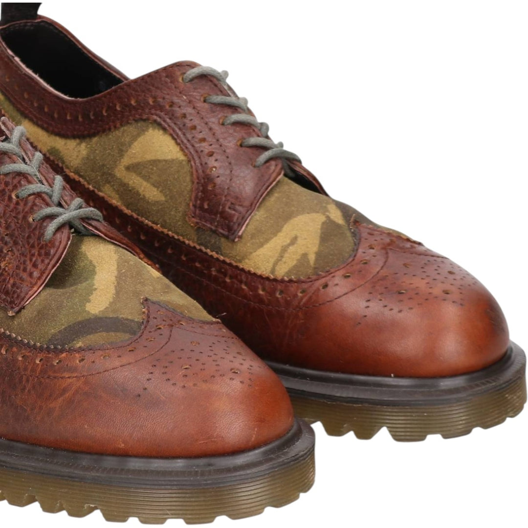 Dr. Martens Camouflage Pattern Full Brogue Wingtip Shoes, Size 8 Men's 27.0cm genuine leather brown type Vintage Second Hand