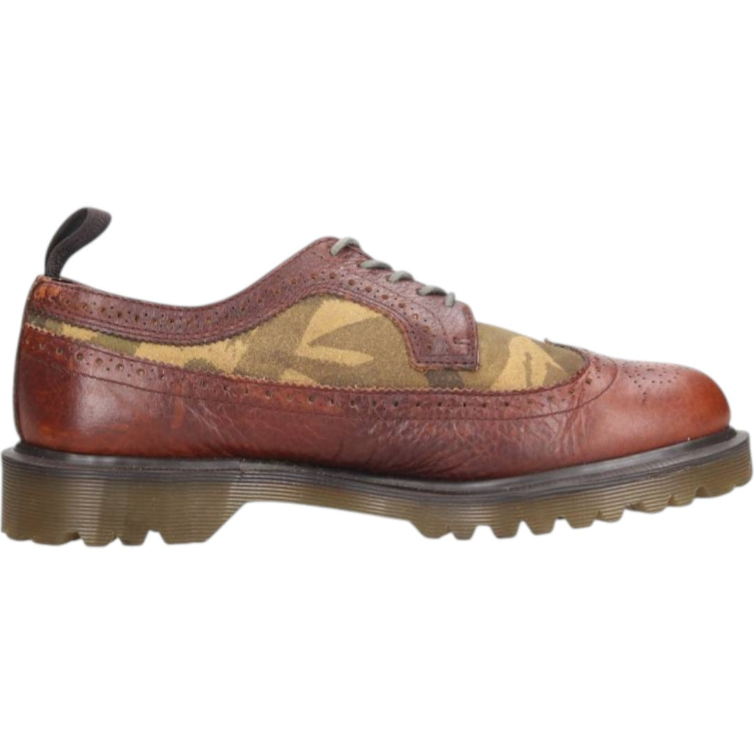 Dr. Martens Camouflage Pattern Full Brogue Wingtip Shoes, Size 8 Men's 27.0cm genuine leather brown type Vintage Second Hand