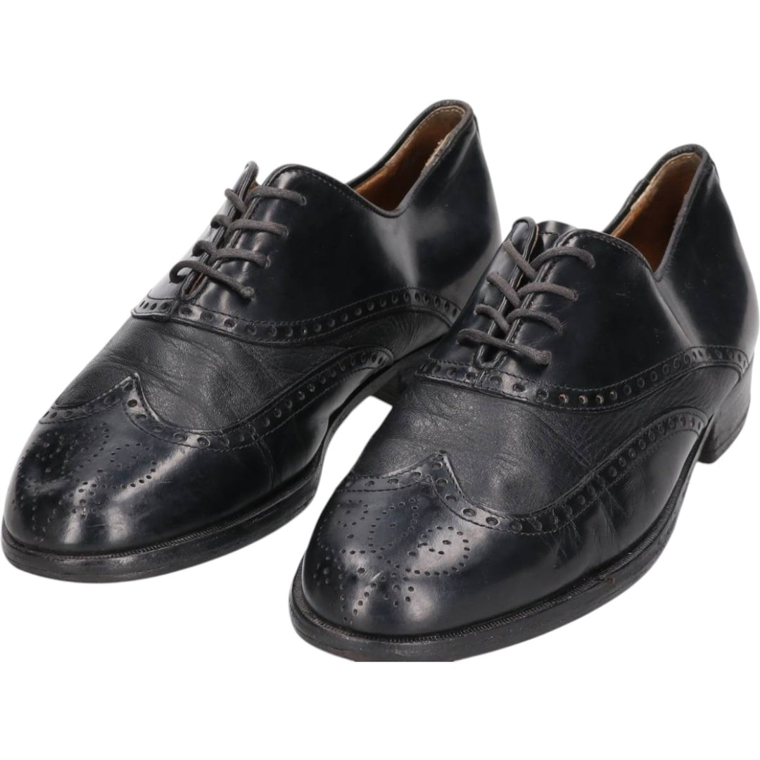 Pierre Cardin espace Full Brogue Wingtip Shoes, Made in Italy, Size 8 Men's 26.5cm genuine leather black type Vintage Second Hand