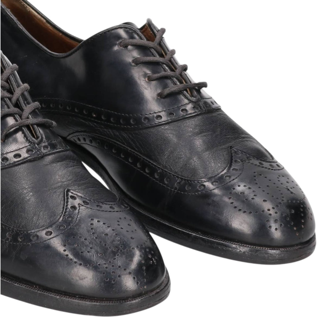 Pierre Cardin espace Full Brogue Wingtip Shoes, Made in Italy, Size 8 Men's 26.5cm genuine leather black type Vintage Second Hand