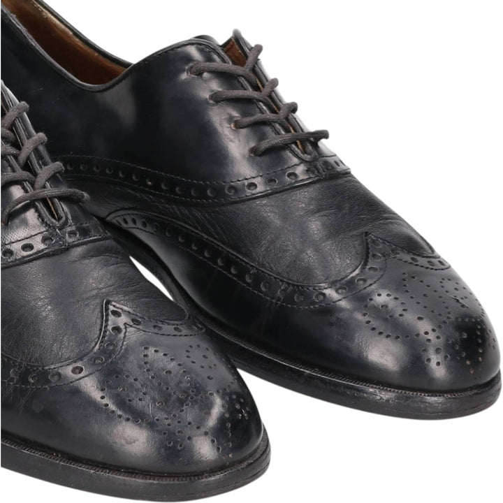 Pierre Cardin espace Full Brogue Wingtip Shoes, Made in Italy, Size 8 Men's 26.5cm genuine leather black type Vintage Second Hand