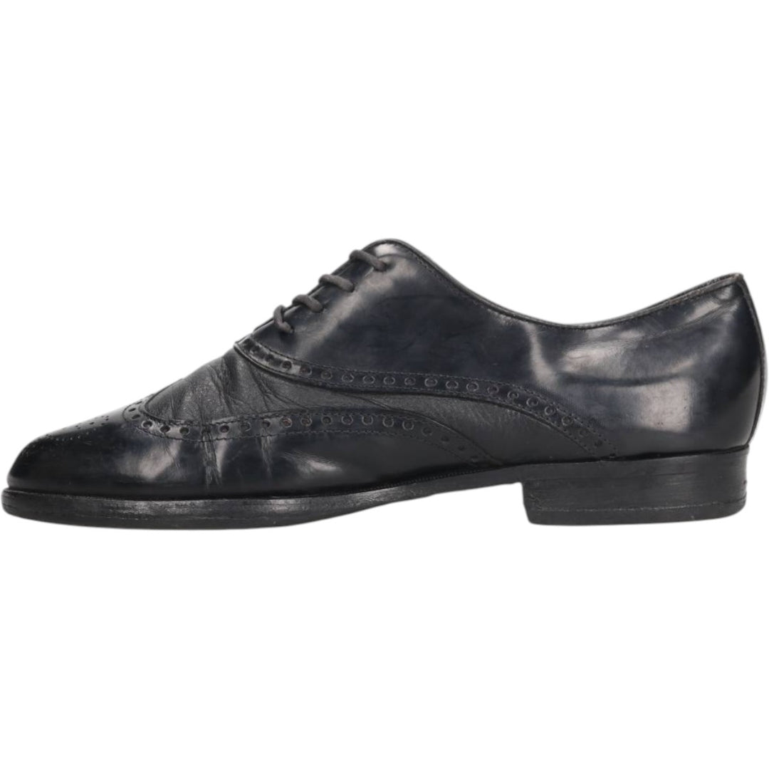 Pierre Cardin espace Full Brogue Wingtip Shoes, Made in Italy, Size 8 Men's 26.5cm genuine leather black type Vintage Second Hand