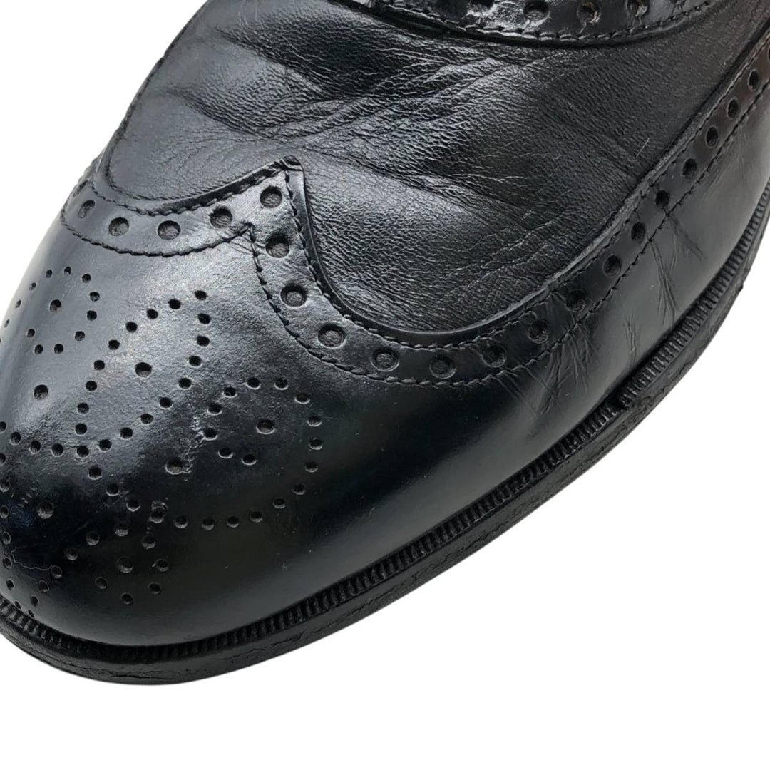 Pierre Cardin espace Full Brogue Wingtip Shoes, Made in Italy, Size 8 Men's 26.5cm genuine leather black type Vintage Second Hand