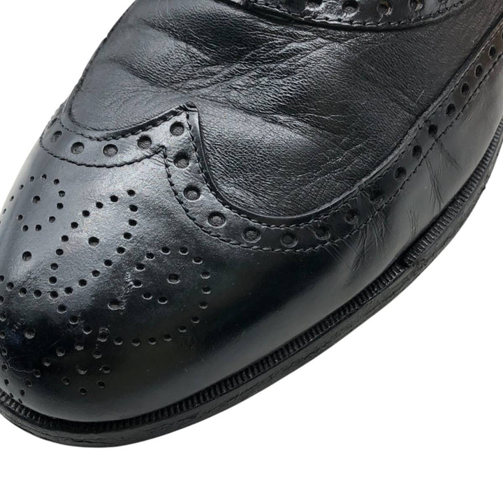 Pierre Cardin espace Full Brogue Wingtip Shoes, Made in Italy, Size 8 Men's 26.5cm genuine leather black type Vintage Second Hand