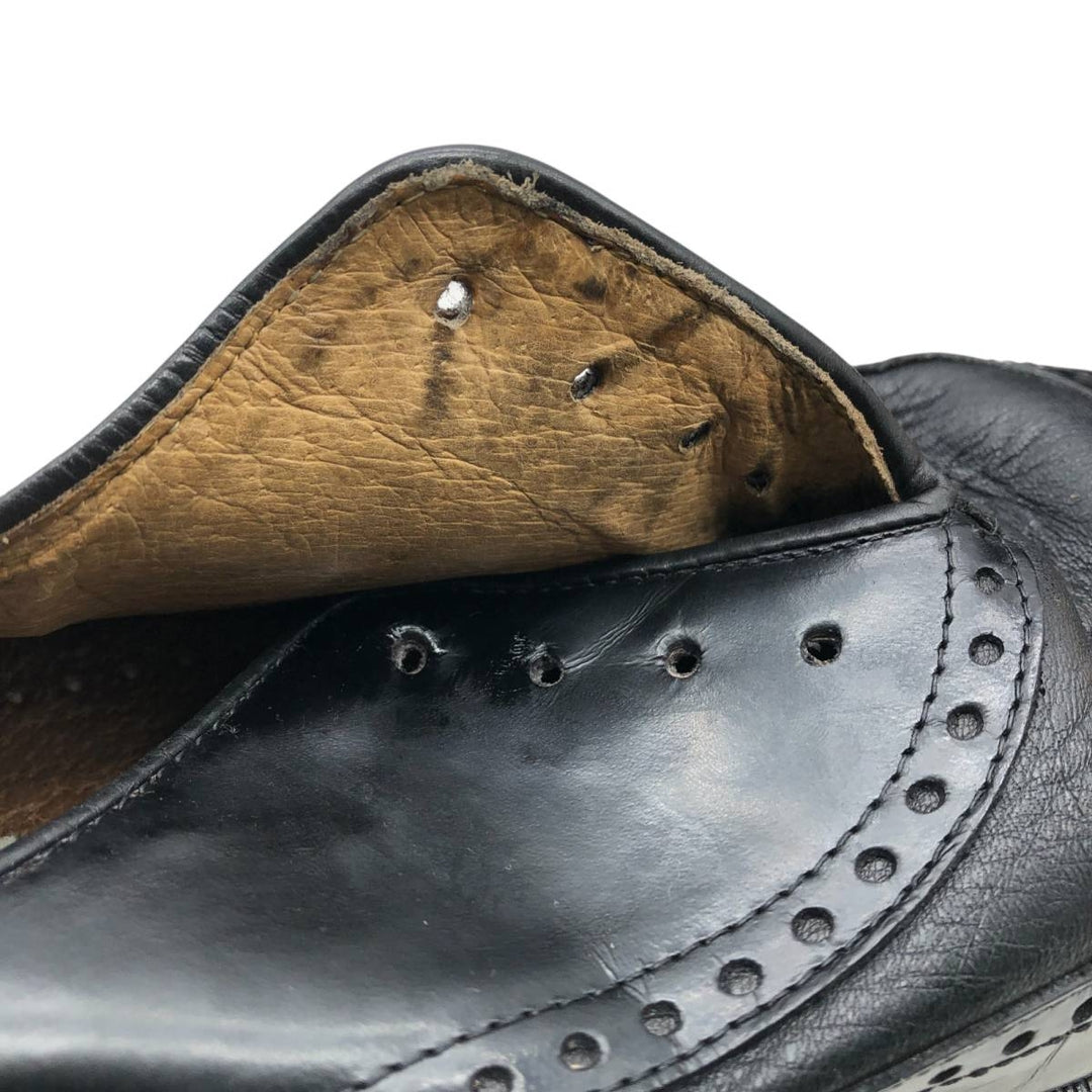 Pierre Cardin espace Full Brogue Wingtip Shoes, Made in Italy, Size 8 Men's 26.5cm genuine leather black type Vintage Second Hand
