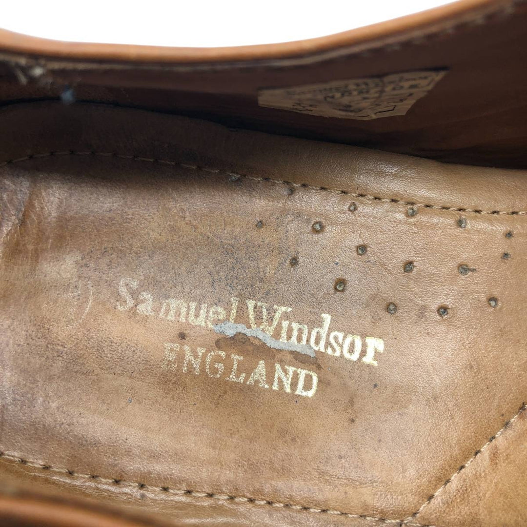 Samuel Windsor semi-brogue plain-toe shoes, size 10, made in England Men's 28.5cm genuine leather Camel type Vintage Second Hand