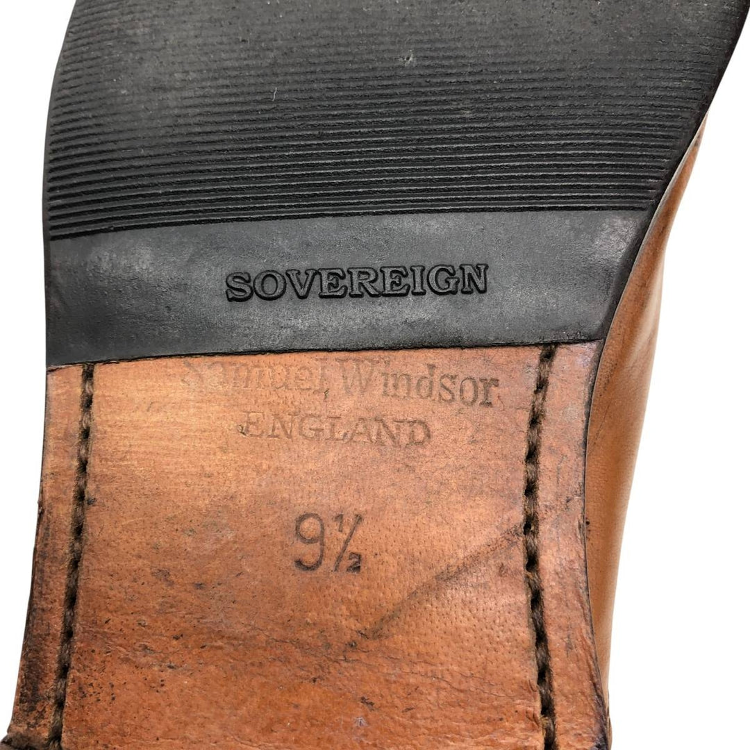 Samuel Windsor semi-brogue plain-toe shoes, size 10, made in England Men's 28.5cm genuine leather Camel type Vintage Second Hand