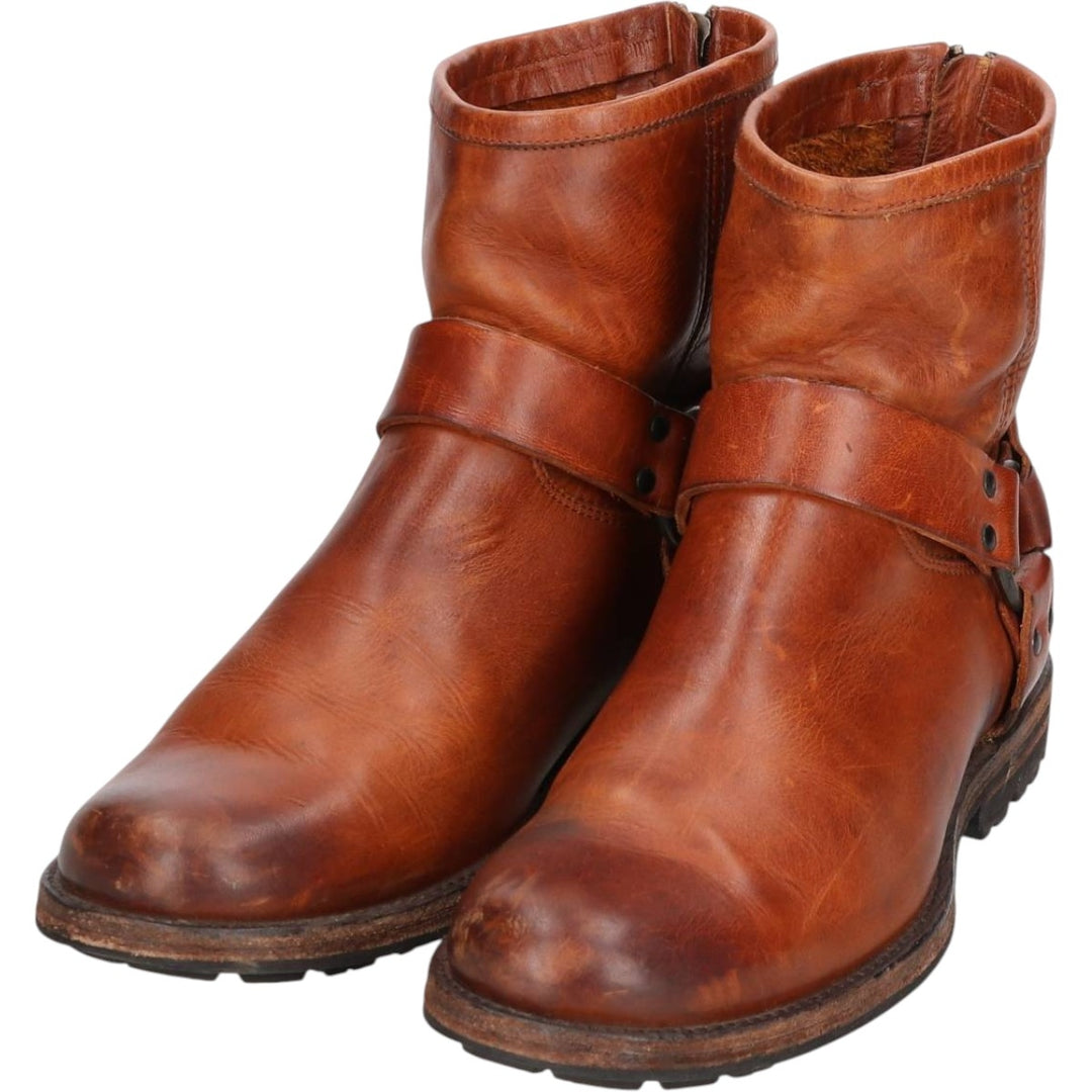 Frye Back Zip Ring Boots, 7 1/2D, Men's, 10" Size (saa013687) Men's 25.5cm genuine leather brown type Vintage Second Hand