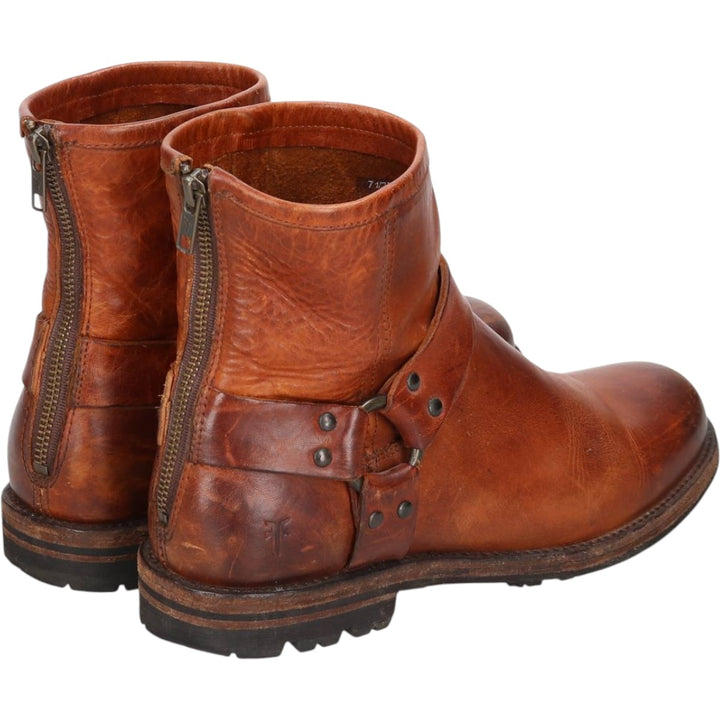 Frye Back Zip Ring Boots, 7 1/2D, Men's, 10" Size (saa013687) Men's 25.5cm genuine leather brown type Vintage Second Hand