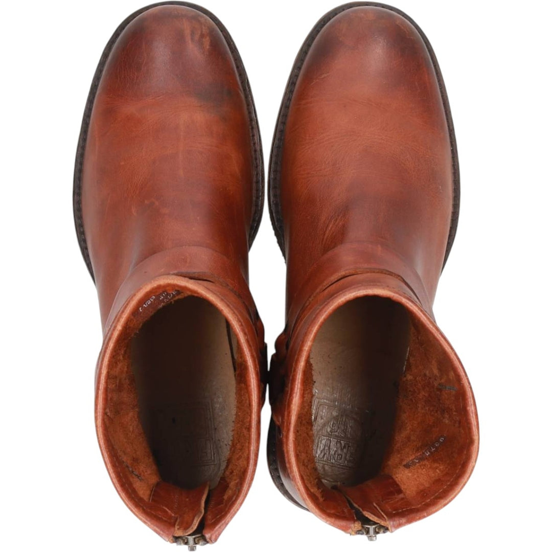 Frye Back Zip Ring Boots, 7 1/2D, Men's, 10" Size (saa013687) Men's 25.5cm genuine leather brown type Vintage Second Hand