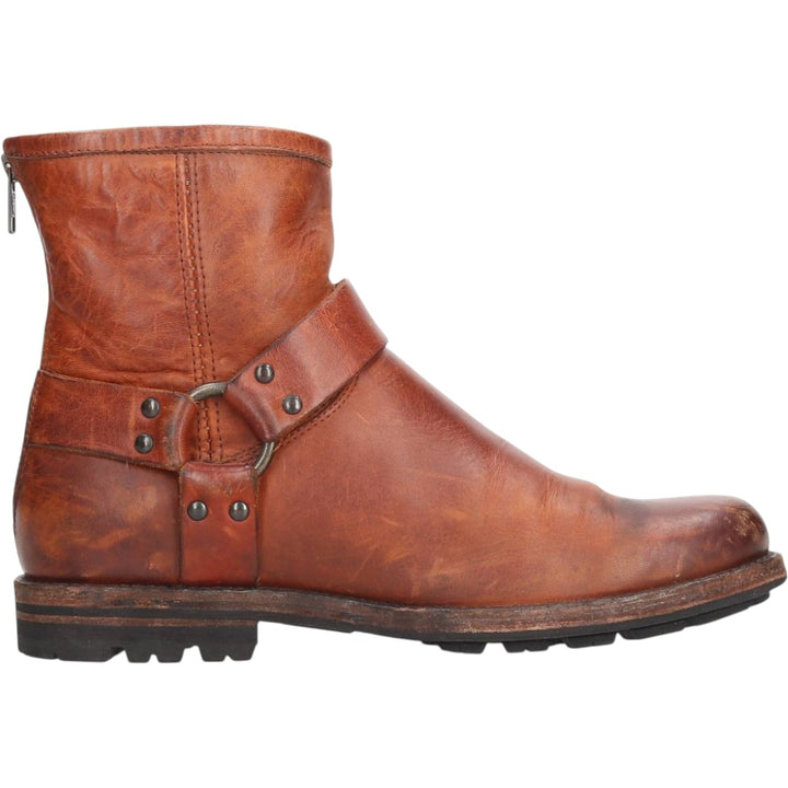 Frye Back Zip Ring Boots, 7 1/2D, Men's, 10" Size (saa013687) Men's 25.5cm genuine leather brown type Vintage Second Hand