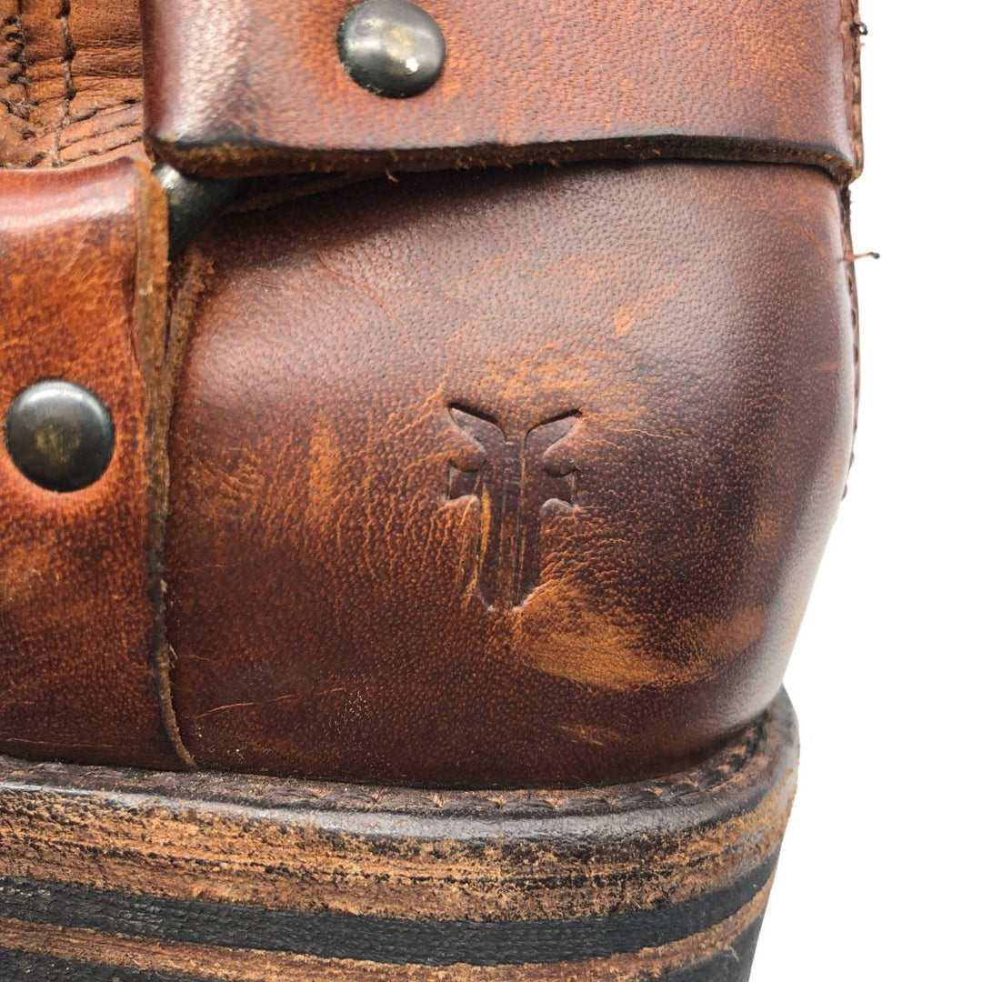 Frye Back Zip Ring Boots, 7 1/2D, Men's, 10" Size (saa013687) Men's 25.5cm genuine leather brown type Vintage Second Hand