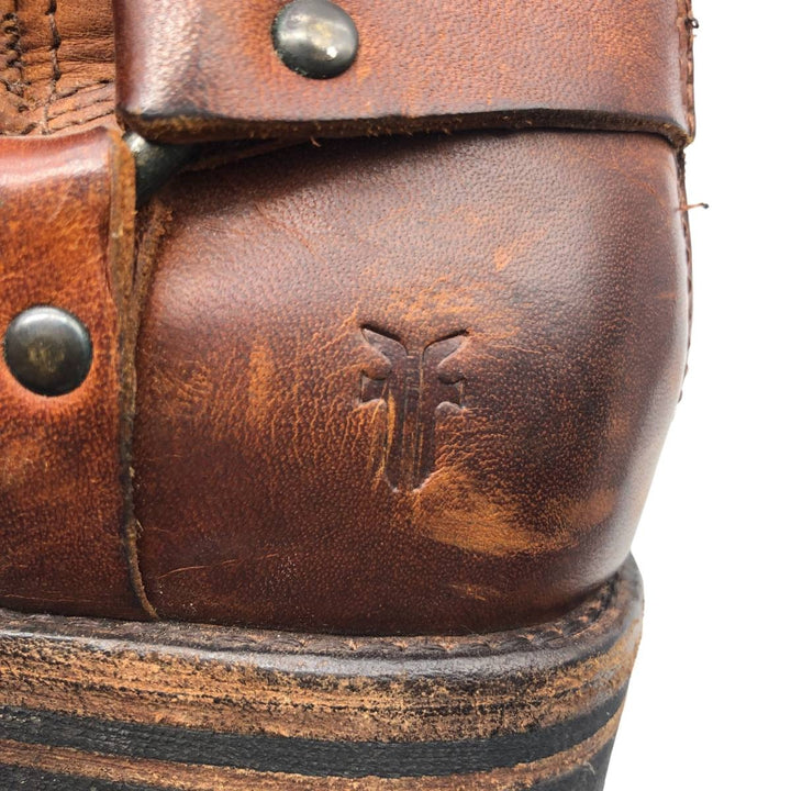 Frye Back Zip Ring Boots, 7 1/2D, Men's, 10" Size (saa013687) Men's 25.5cm genuine leather brown type Vintage Second Hand