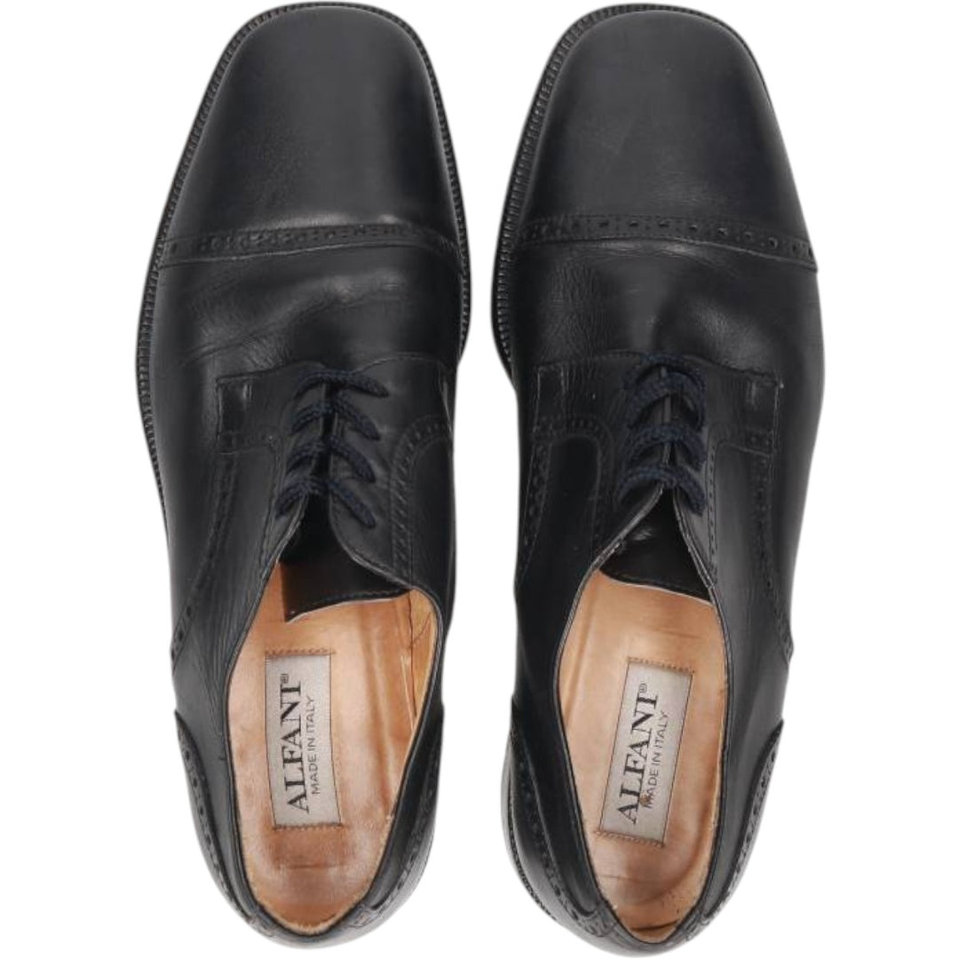 ALFANI Straight Tip Shoes, Made in Italy, Size 9 1/2 M Men's 27.5cm genuine leather black type Vintage Second Hand