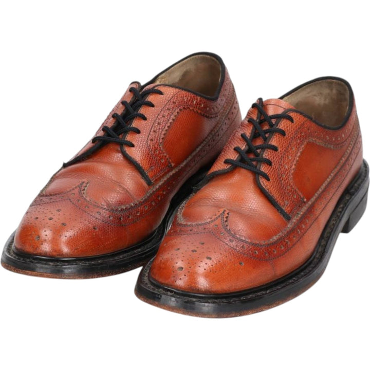 Vintage 80s-90s Sears Full Brogue Wingtip Shoes, Size 8 1/2, Men's, 10.4" (saa013801) Men's 26.5cm genuine leather brown type Vintage Second Hand