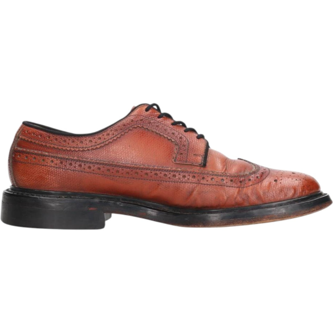 Vintage 80s-90s Sears Full Brogue Wingtip Shoes, Size 8 1/2, Men's, 10.4" (saa013801) Men's 26.5cm genuine leather brown type Vintage Second Hand