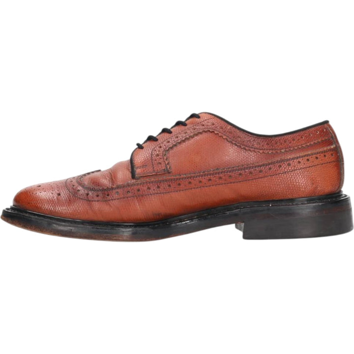 Vintage 80s-90s Sears Full Brogue Wingtip Shoes, Size 8 1/2, Men's, 10.4" (saa013801) Men's 26.5cm genuine leather brown type Vintage Second Hand