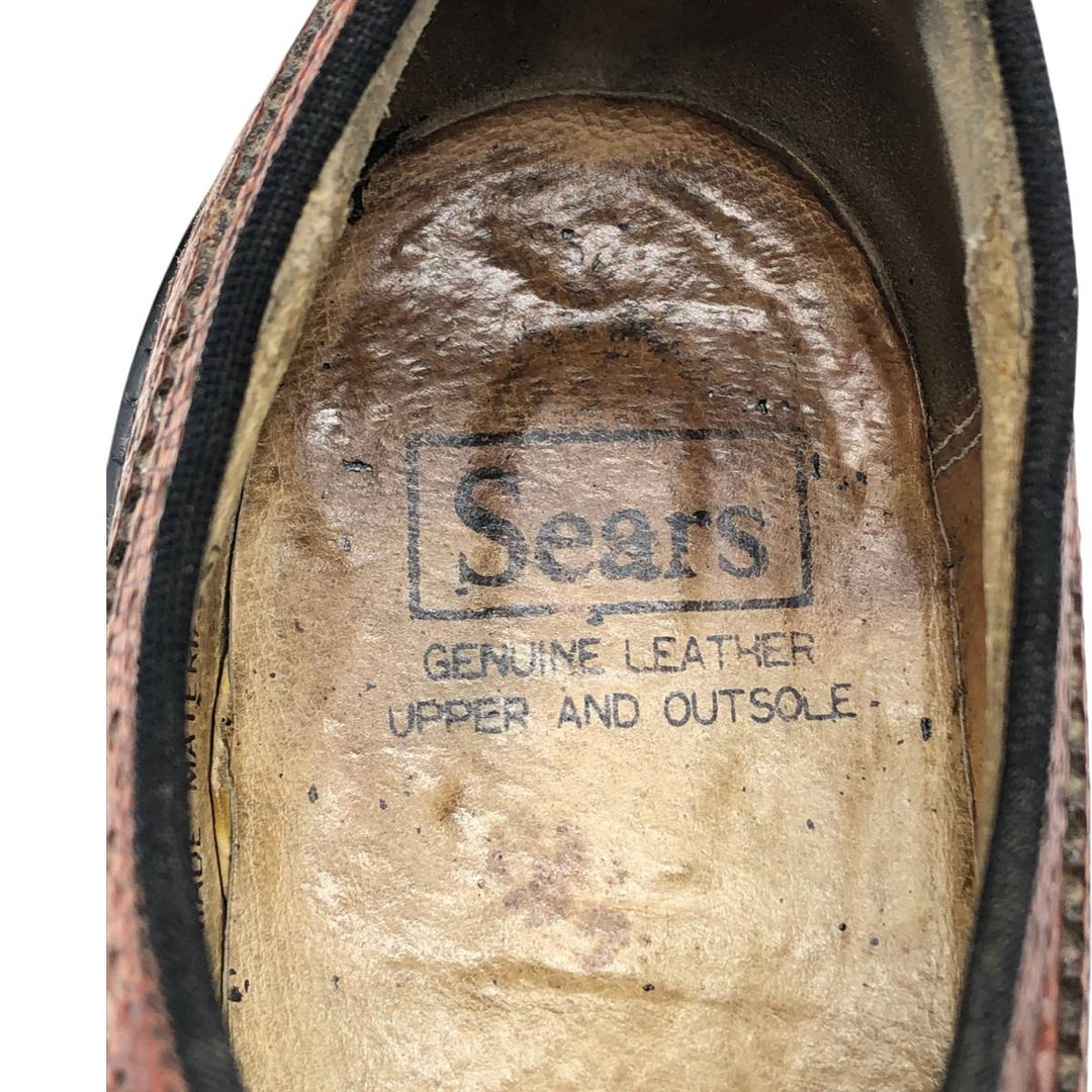 Vintage 80s-90s Sears Full Brogue Wingtip Shoes, Size 8 1/2, Men's, 10.4" (saa013801) Men's 26.5cm genuine leather brown type Vintage Second Hand