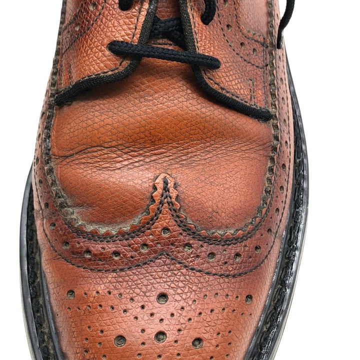Vintage 80s-90s Sears Full Brogue Wingtip Shoes, Size 8 1/2, Men's, 10.4" (saa013801) Men's 26.5cm genuine leather brown type Vintage Second Hand