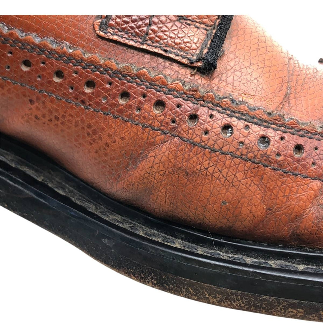 Vintage 80s-90s Sears Full Brogue Wingtip Shoes, Size 8 1/2, Men's, 10.4" (saa013801) Men's 26.5cm genuine leather brown type Vintage Second Hand