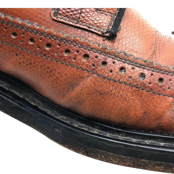 Vintage 80s-90s Sears Full Brogue Wingtip Shoes, Size 8 1/2, Men's, 10.4" (saa013801) Men's 26.5cm genuine leather brown type Vintage Second Hand