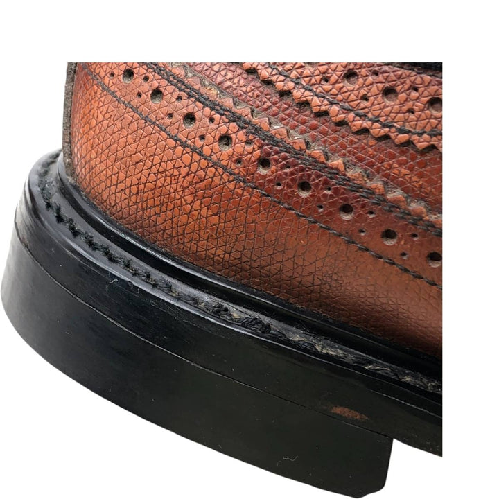 Vintage 80s-90s Sears Full Brogue Wingtip Shoes, Size 8 1/2, Men's, 10.4" (saa013801) Men's 26.5cm genuine leather brown type Vintage Second Hand