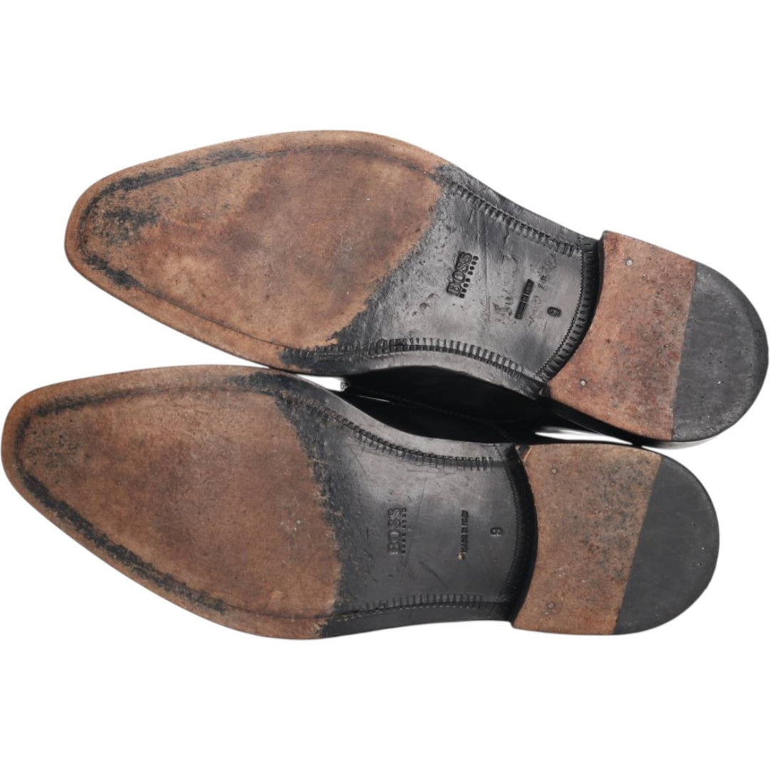 HUGO BOSS Plain Toe Shoes Made in Italy 9 Men's 27.5cm unclear black type Vintage Second Hand