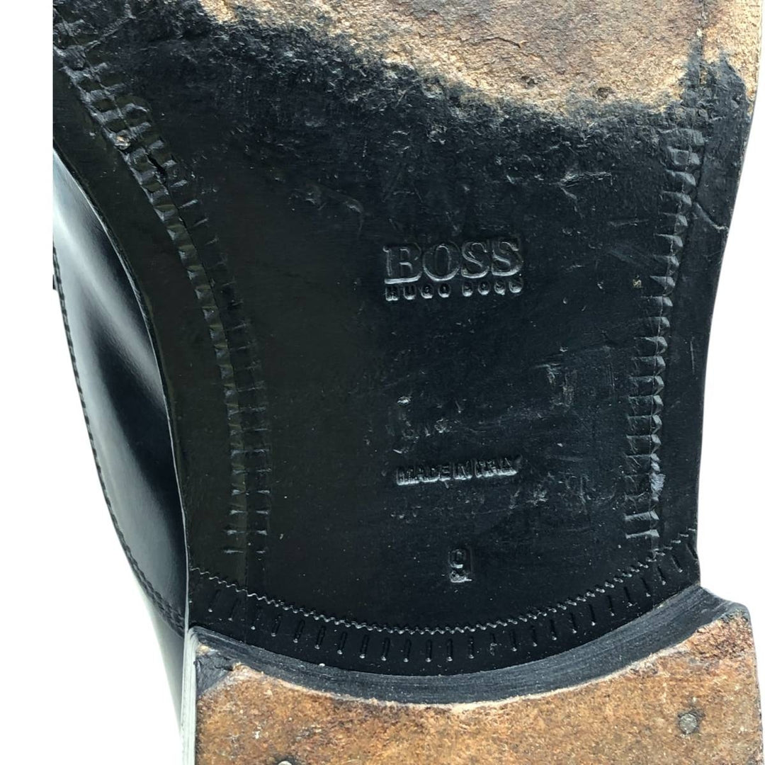 HUGO BOSS Plain Toe Shoes Made in Italy 9 Men's 27.5cm unclear black type Vintage Second Hand