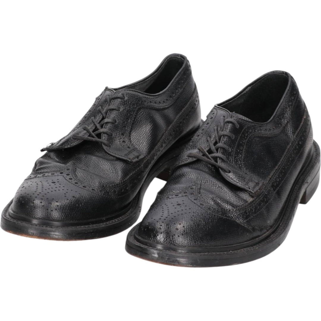 Stafford Full Brogue Wingtip Shoes Made in USA 8D Men's 26.0cm genuine leather black type Vintage Second Hand