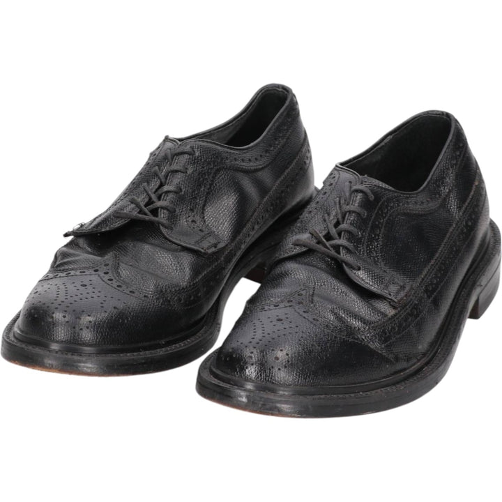Stafford Full Brogue Wingtip Shoes Made in USA 8D Men's 26.0cm genuine leather black type Vintage Second Hand