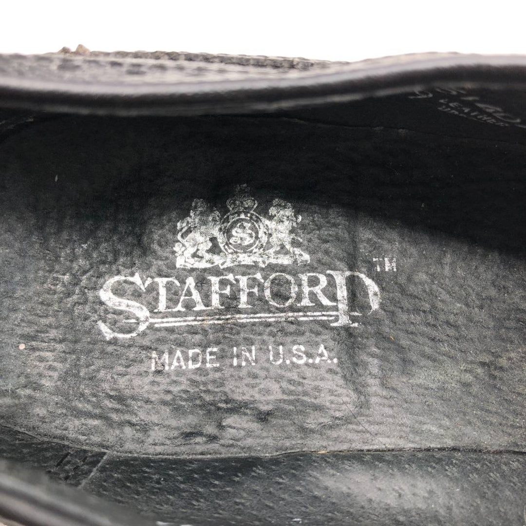Stafford Full Brogue Wingtip Shoes Made in USA 8D Men's 26.0cm genuine leather black type Vintage Second Hand