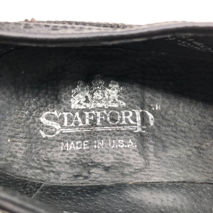 Stafford Full Brogue Wingtip Shoes Made in USA 8D Men's 26.0cm genuine leather black type Vintage Second Hand