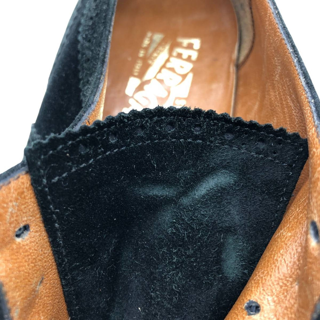 Salvatore Ferragamo suede wingtip shoes, made in Italy, size 8D Men's 26.0cm suede black type Vintage Second Hand