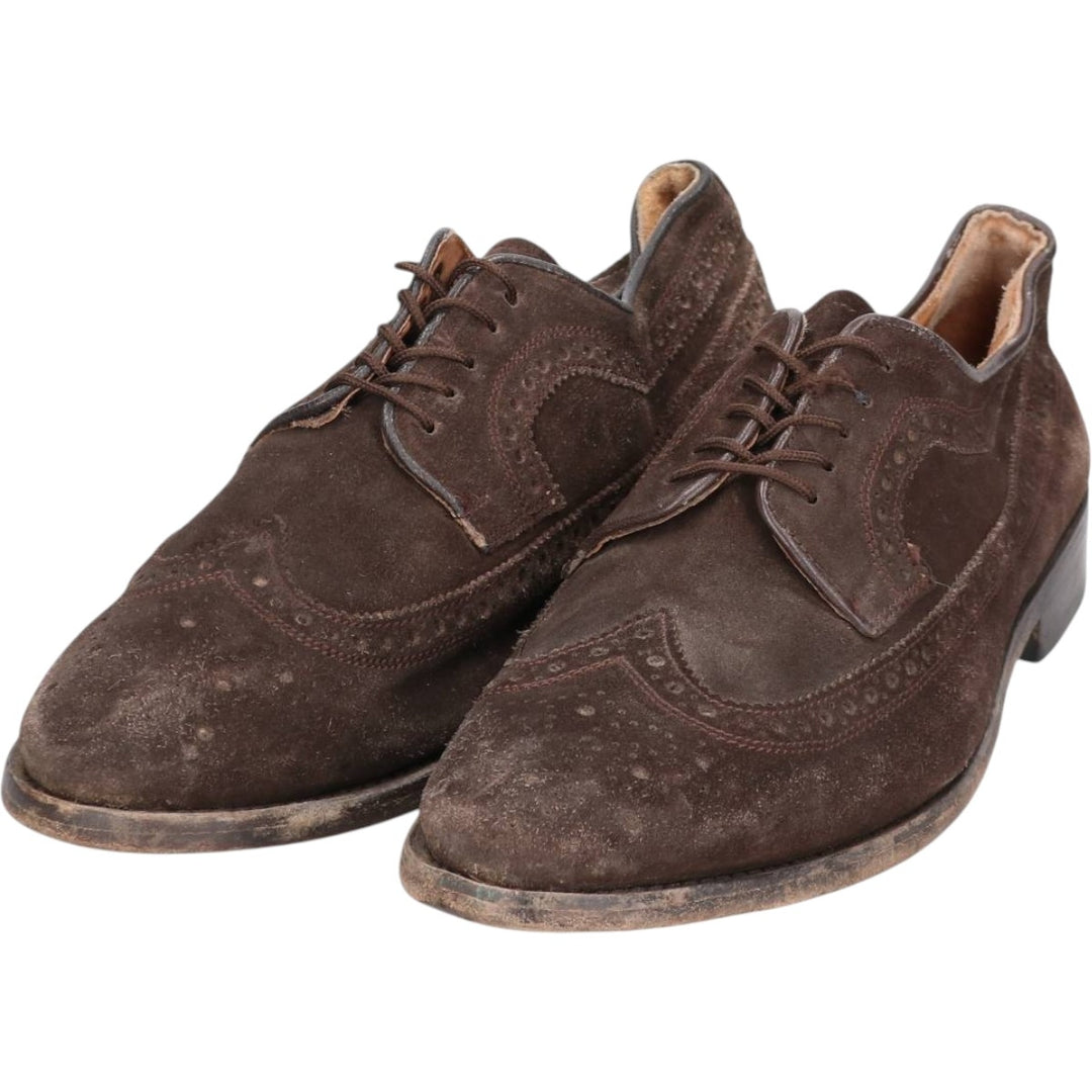 Samuel Windsor suede wingtip shoes, size 9 1/2, made in England Men's 28.0cm Genuine Leather Suede brown type Vintage Second Hand