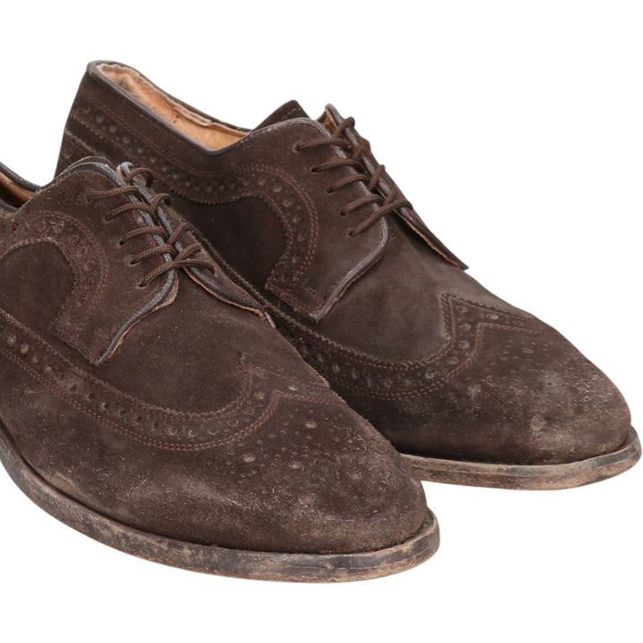 Samuel Windsor suede wingtip shoes, size 9 1/2, made in England Men's 28.0cm Genuine Leather Suede brown type Vintage Second Hand