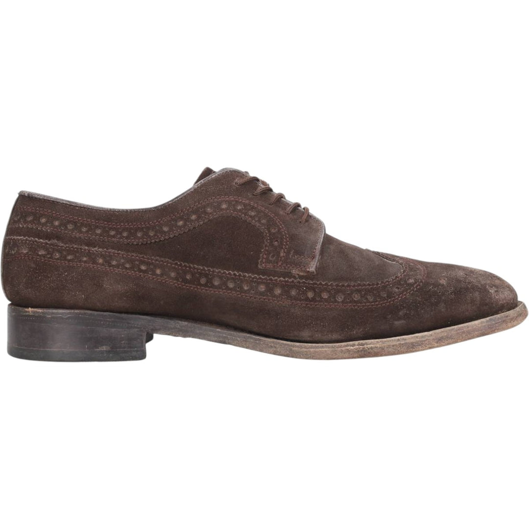 Samuel Windsor suede wingtip shoes, size 9 1/2, made in England Men's 28.0cm Genuine Leather Suede brown type Vintage Second Hand
