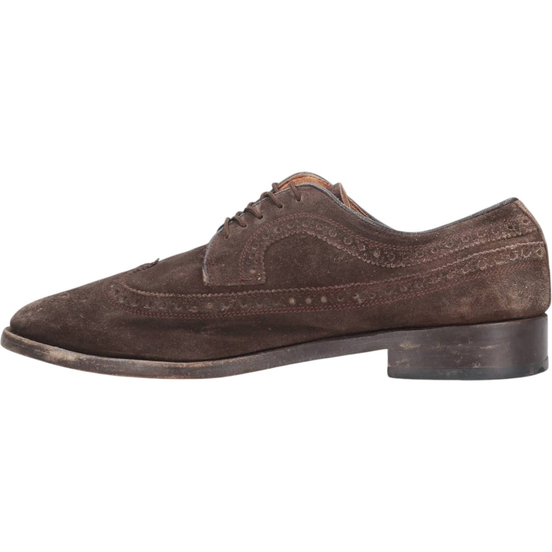 Samuel Windsor suede wingtip shoes, size 9 1/2, made in England Men's 28.0cm Genuine Leather Suede brown type Vintage Second Hand