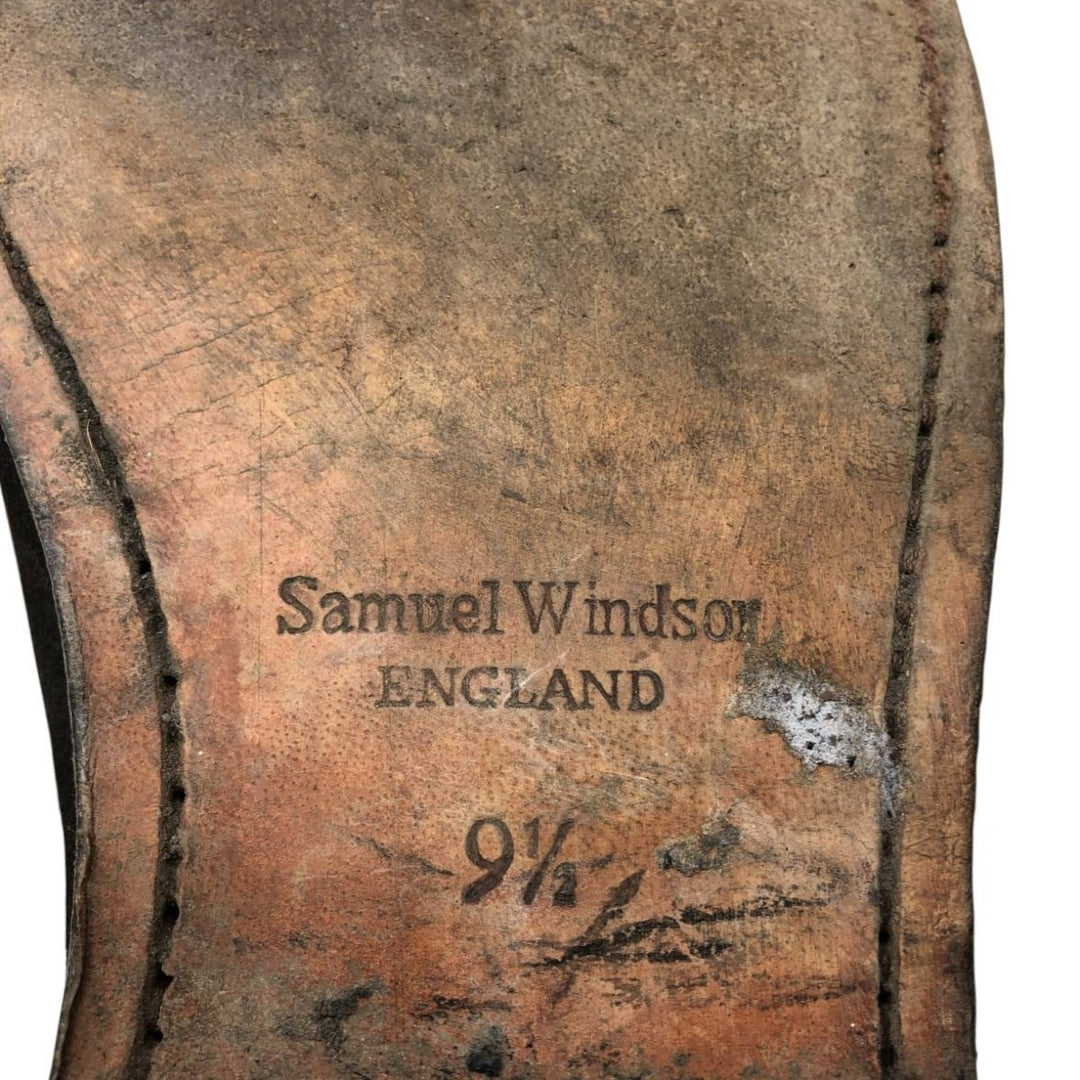 Samuel Windsor suede wingtip shoes, size 9 1/2, made in England Men's 28.0cm Genuine Leather Suede brown type Vintage Second Hand