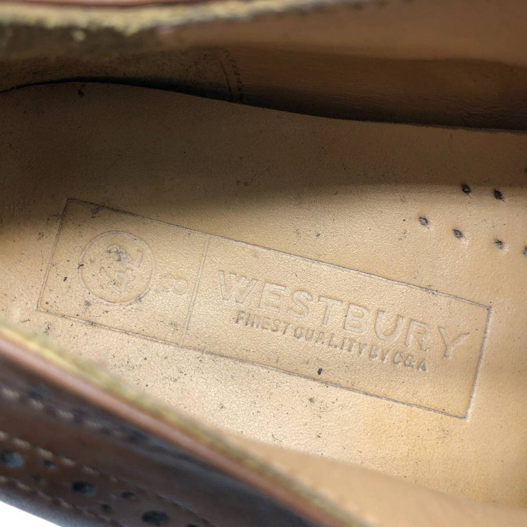 WESTBURY full brogue wingtip shoes Men's 25.5cm genuine leather brown type Vintage Second Hand