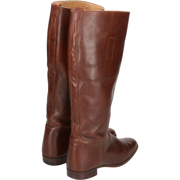 Long boots 4 Women's 22.0cm genuine leather brown type Vintage Second Hand