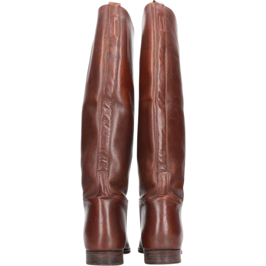 Long boots 4 Women's 22.0cm genuine leather brown type Vintage Second Hand