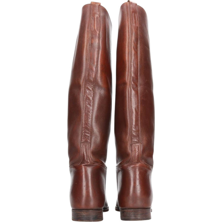 Long boots 4 Women's 22.0cm genuine leather brown type Vintage Second Hand