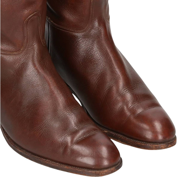 Long boots 4 Women's 22.0cm genuine leather brown type Vintage Second Hand