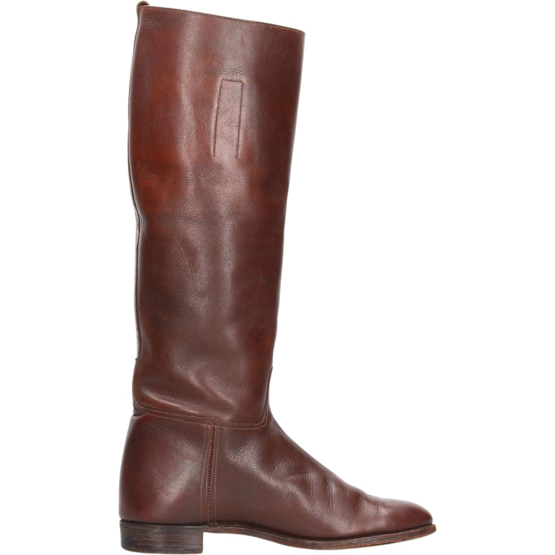 Long boots 4 Women's 22.0cm genuine leather brown type Vintage Second Hand