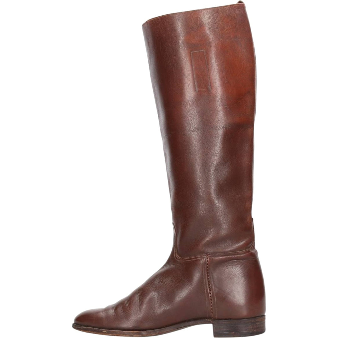 Long boots 4 Women's 22.0cm genuine leather brown type Vintage Second Hand
