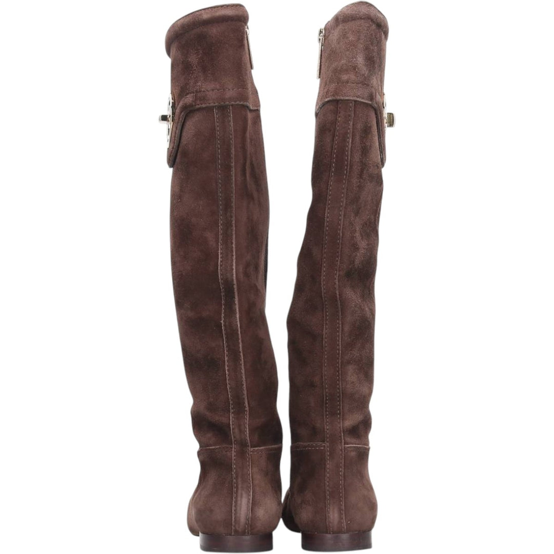 Tory Burch Suede Side-Zip Long Boots, Made in Brazil, Size 5 1/2M, Women's, Equivalent to 8.9 inches /saa013858 Women's 22.5cm Genuine Leather Suede brown type Vintage Second Hand