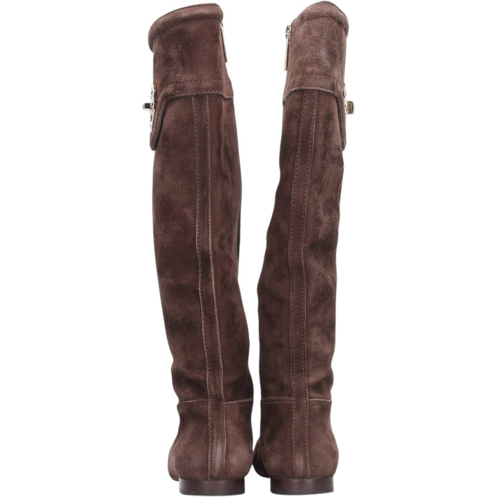 Tory Burch Suede Side-Zip Long Boots, Made in Brazil, Size 5 1/2M, Women's, Equivalent to 8.9 inches /saa013858 Women's 22.5cm Genuine Leather Suede brown type Vintage Second Hand