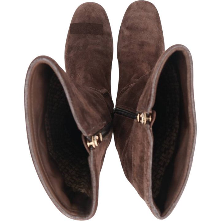 Tory Burch Suede Side-Zip Long Boots, Made in Brazil, Size 5 1/2M, Women's, Equivalent to 8.9 inches /saa013858 Women's 22.5cm Genuine Leather Suede brown type Vintage Second Hand